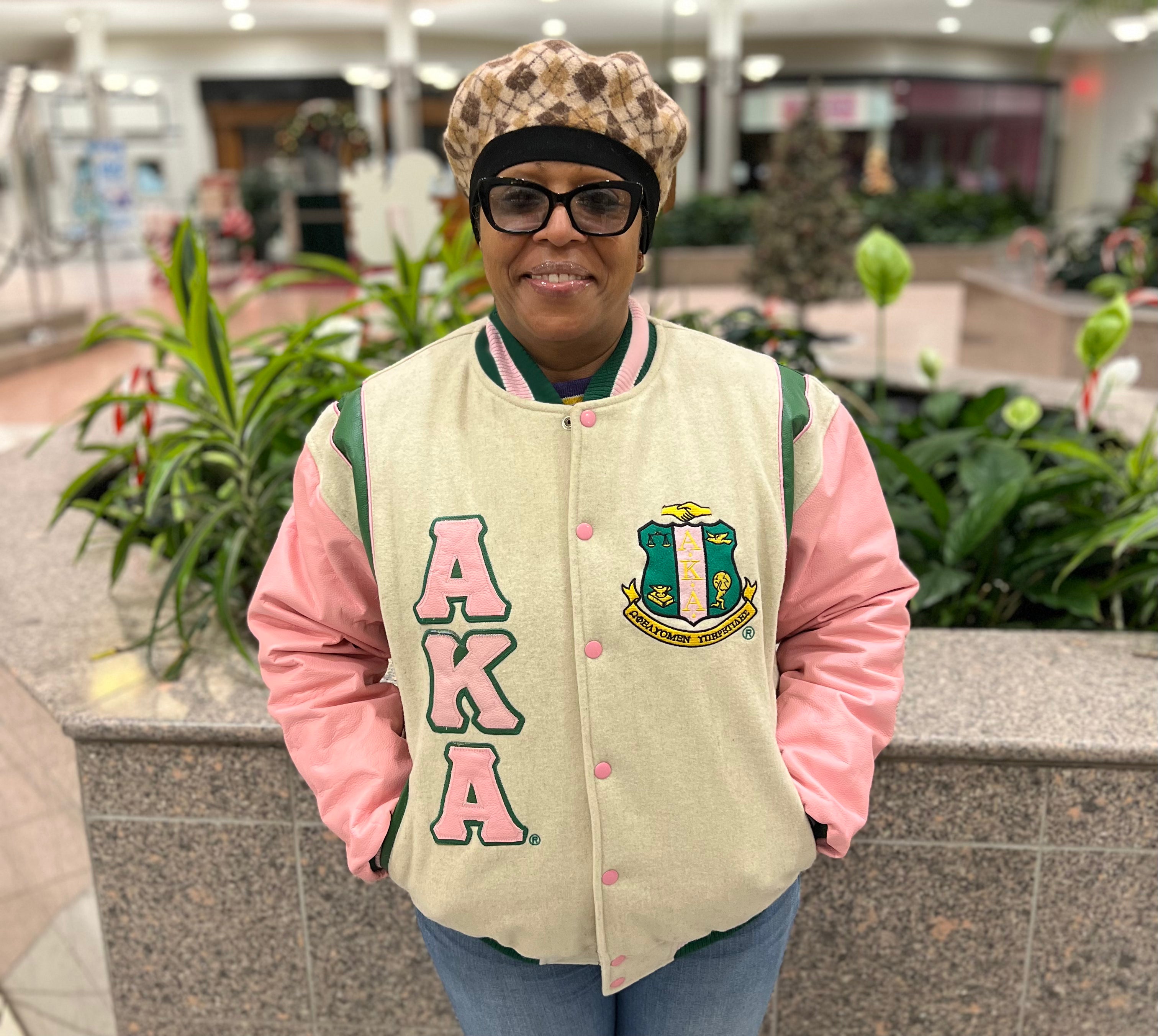 AKA Cream Wool and Leather Letterman Jacket