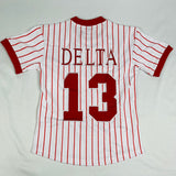 Delta White Pinstripe Baseball Jersey